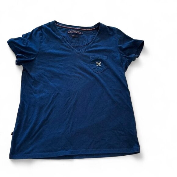 Regatta Tops - Regatta Women's Navy Blue Short Sleeve V-Neck Cotton T-Shirt Size Medium